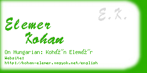 elemer kohan business card